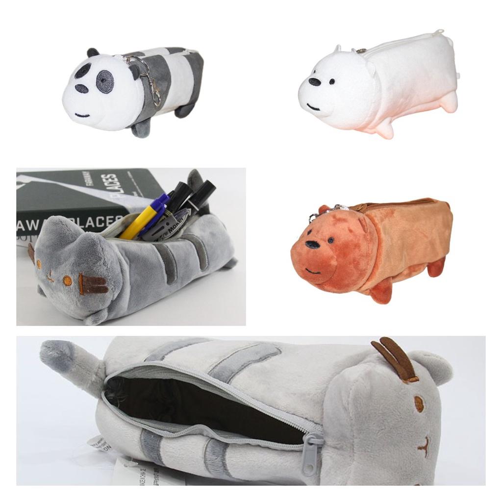 Cat Plush Pencil Case Bear Patterned Stationery Storage Bag Student Gift Present