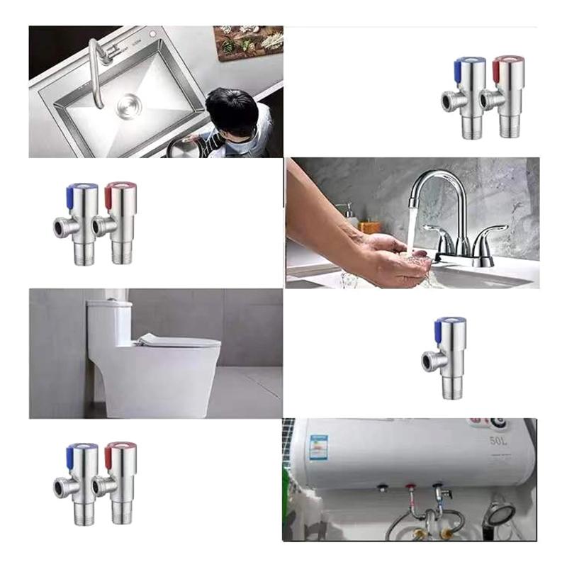 Eckventil Toilettenwasserstoppventil Warmwasserbereiter-Ventil 201 Edelstahl Kaltzulaufventil für Badezimmer Küchen Toilette