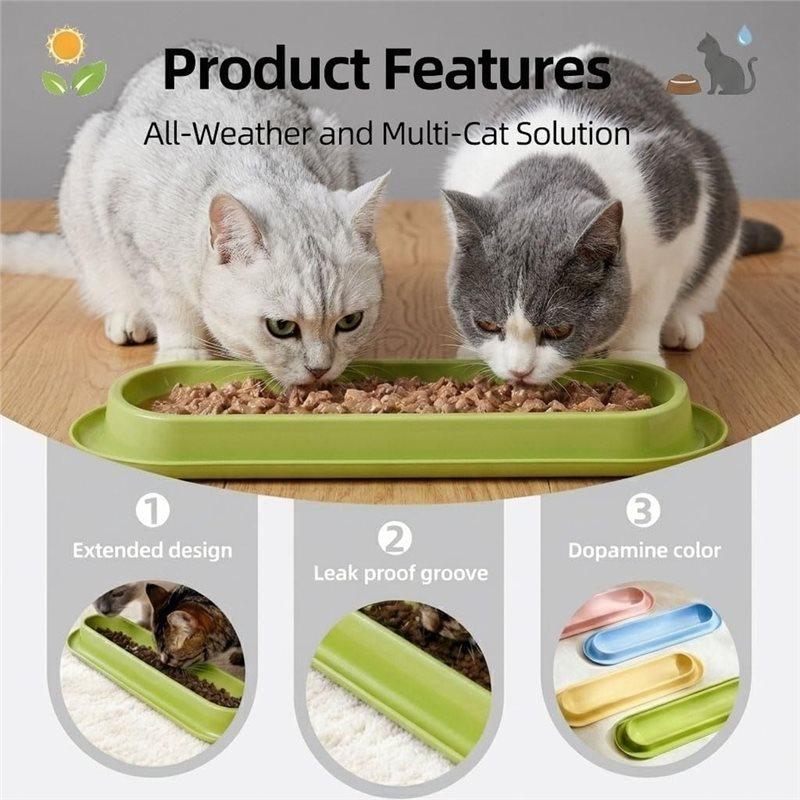 ABKP-Multi-Cat Home 4Pack Long Pet Food Bowls Large Capacity Non-Slip Easy Clean Dishes Indoor & Outdoor Feeding
