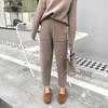 Knitted 2 Pieces Tracksuit Women Spring Autumn Winter O-neck Loose Sweater+Ankle-Length Pants Set with Pocket