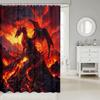 Western Dragon Shower Curtain Volcano Flame Mountain Mystery Ancient Animals Retro Country Bathroom Decor Hooks