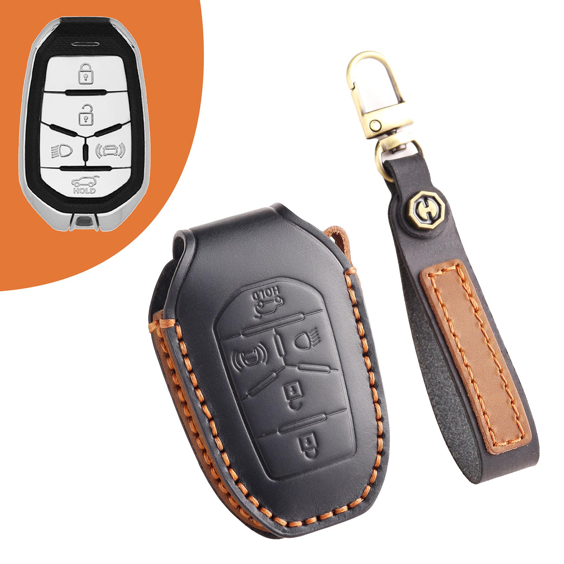 

Защитный чехол для ключа Подходит для Shuanglong SSANG YONG Motor Кожаный чехол для автомобиля ручной работы Высококачественная коровья кожа чёрный