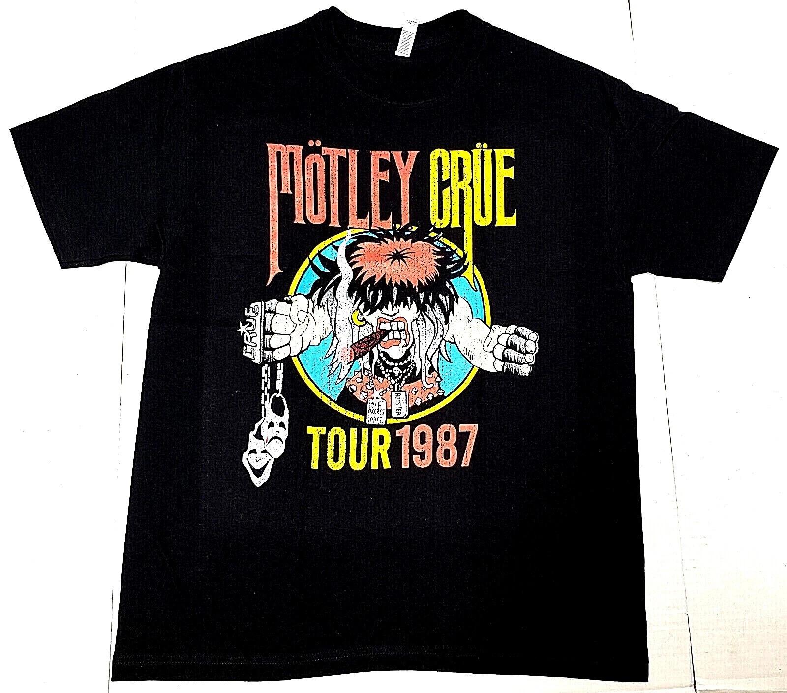 MOTLEY CRUE T-shirt Tour 1987 Classic Rock Heavy Metal Tee Men s Black New L