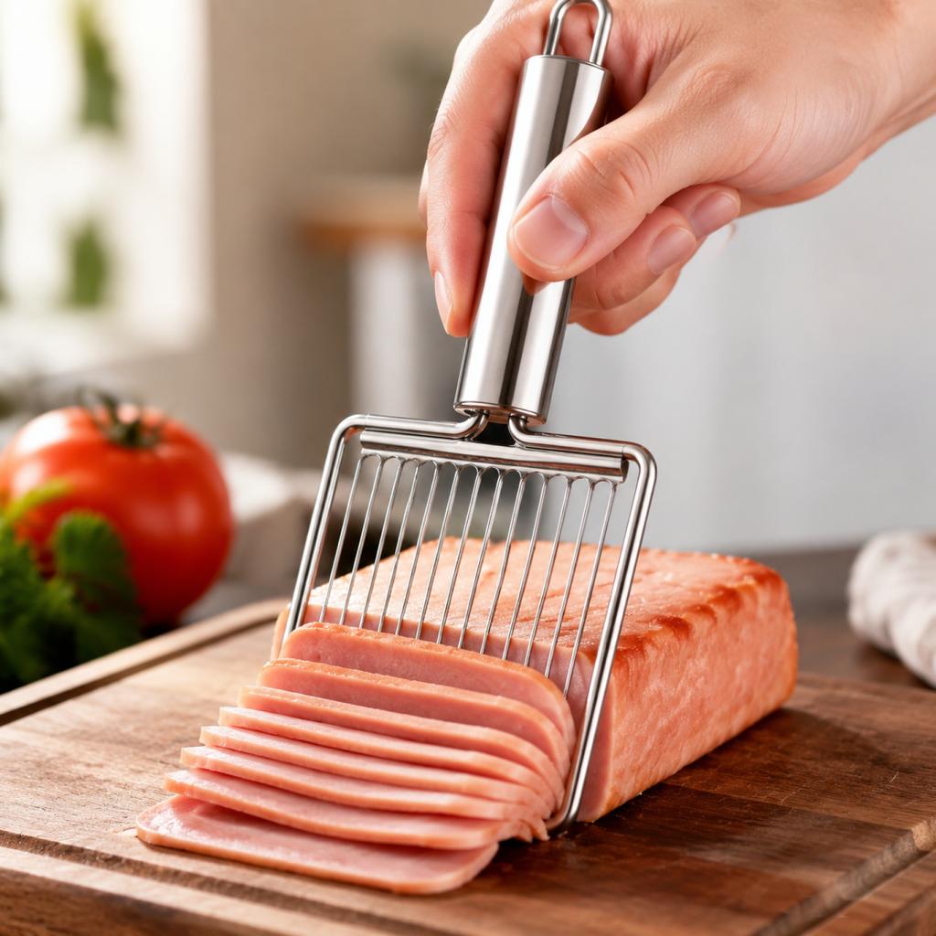Stainless Steel Handle Slicer Tomato Slicer Ham Slicer Kitchen Food Cutter Slicing Tool for Evenly Cutting Fruits Vegetables and Meats