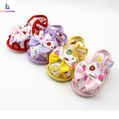 12, White Infant Baby Toddle Sandals Baby Girls Shoes Lace Bow Soft Floral Crib Anti-Slip Summer Shoes
