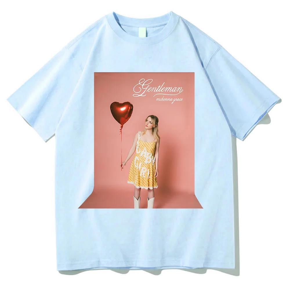 Mckenna Grace Gentemen Song Cotton T-Shirts Crewneck Short Sleeve Men/Women Casual Tees Love Heart Balloon Print Cute Tshirts