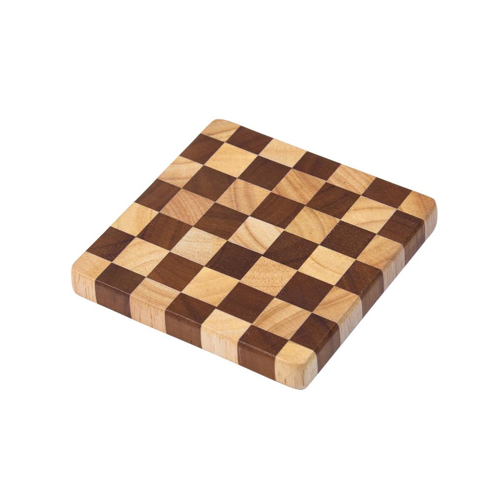 Checkerboard Wooden Slice Cup Mat Coaster Tea Coffee Mug Drinks Holder for DIY Tableware Decor Durable Pad Home Coaster