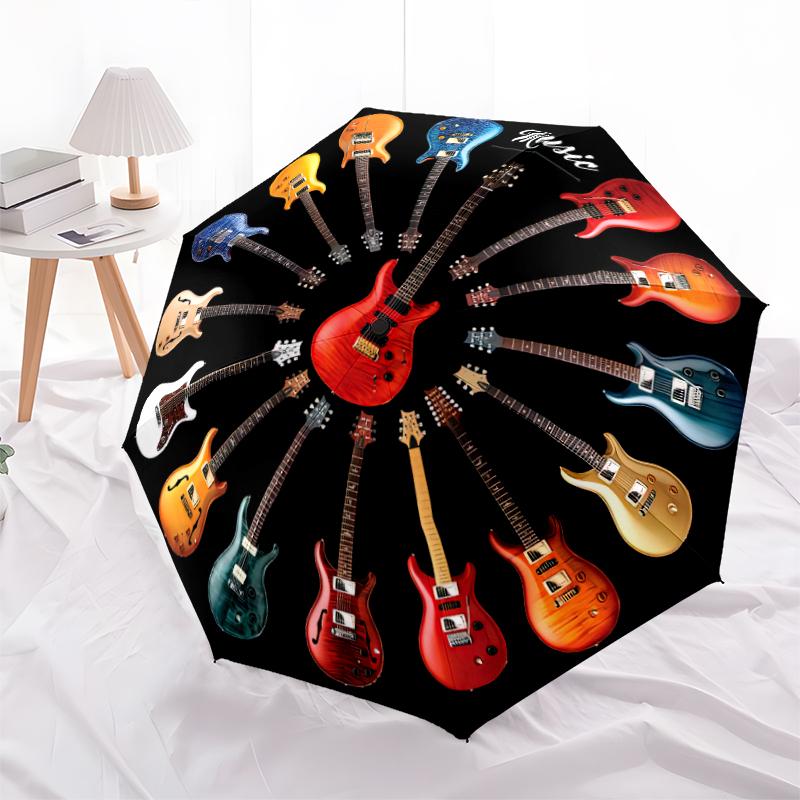 1PC electric guitar Umbrella Portable Folding Umbrella Iron Frame Hole Bone Structure Outdoor Home Umbrella A12