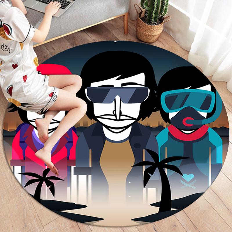 Incredibox Round Area Rug,Carpet Rug for Living Room Bedroom Sofa Playroom Decor,Non-slip Floor Mat