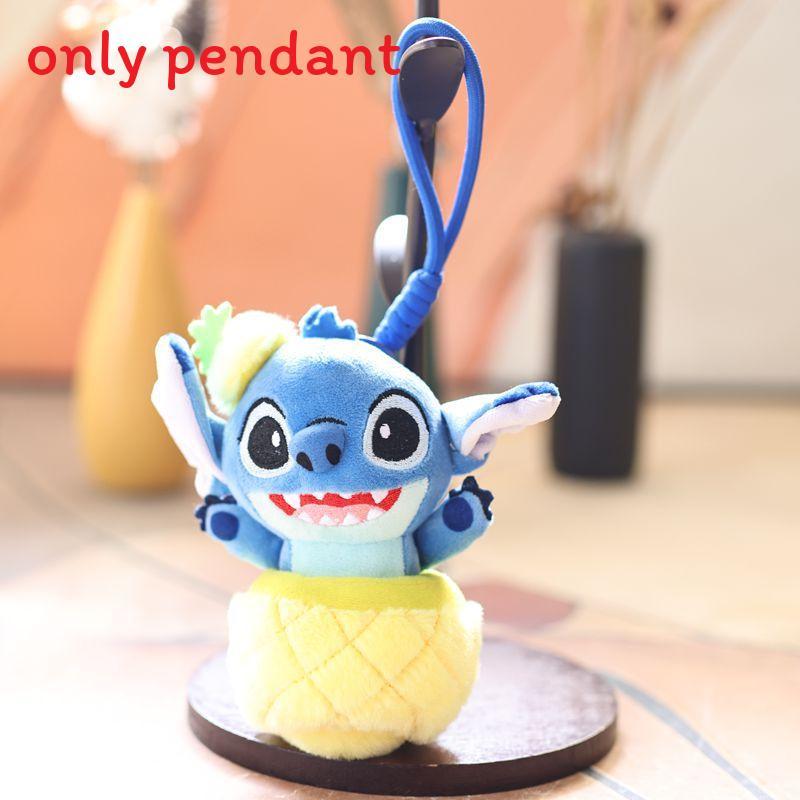 Plyšový přívěsek na klíče Stitch s designem košile s ananasem a květinou pro tašky a klíče