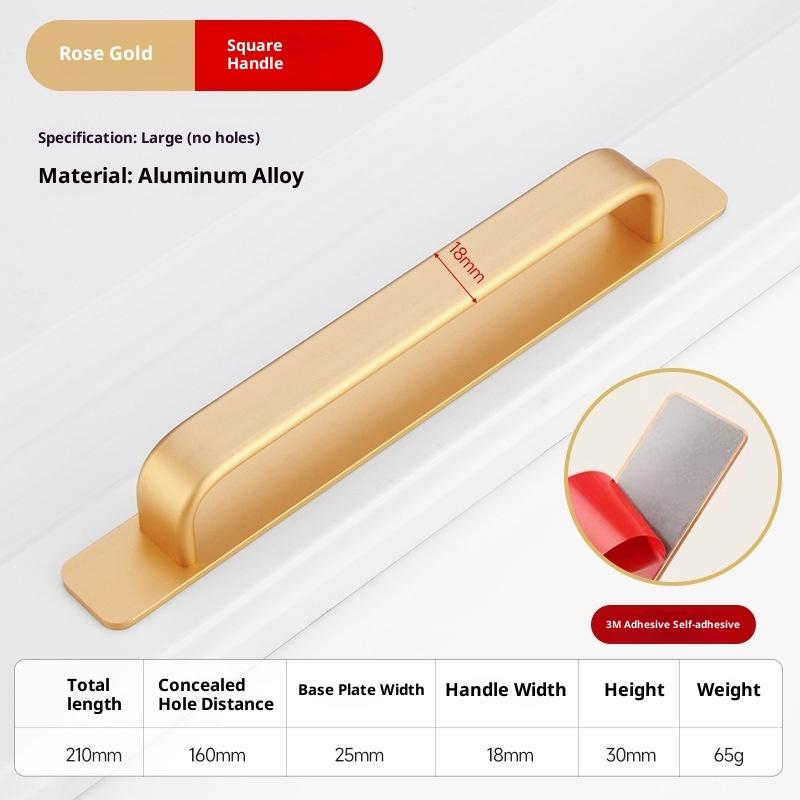 Aluminum Alloy Handle Glass Sliding Door Window Drawer Wardrobe Drill-free Push-pull Bathroom Sticker Door Handle