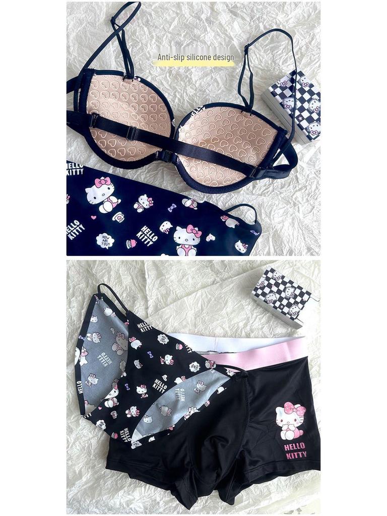Japanese Style KT Cat Front Closure Sweet & Cute Halter Neck Underwear - Sexy and Bust-enhancing for Women