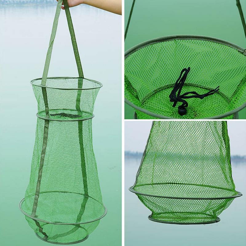 Trap Fish Basket Drawstring Opening Design Collapsible Fishing Net Collapsible Fishing Net Cage Fish Baskets