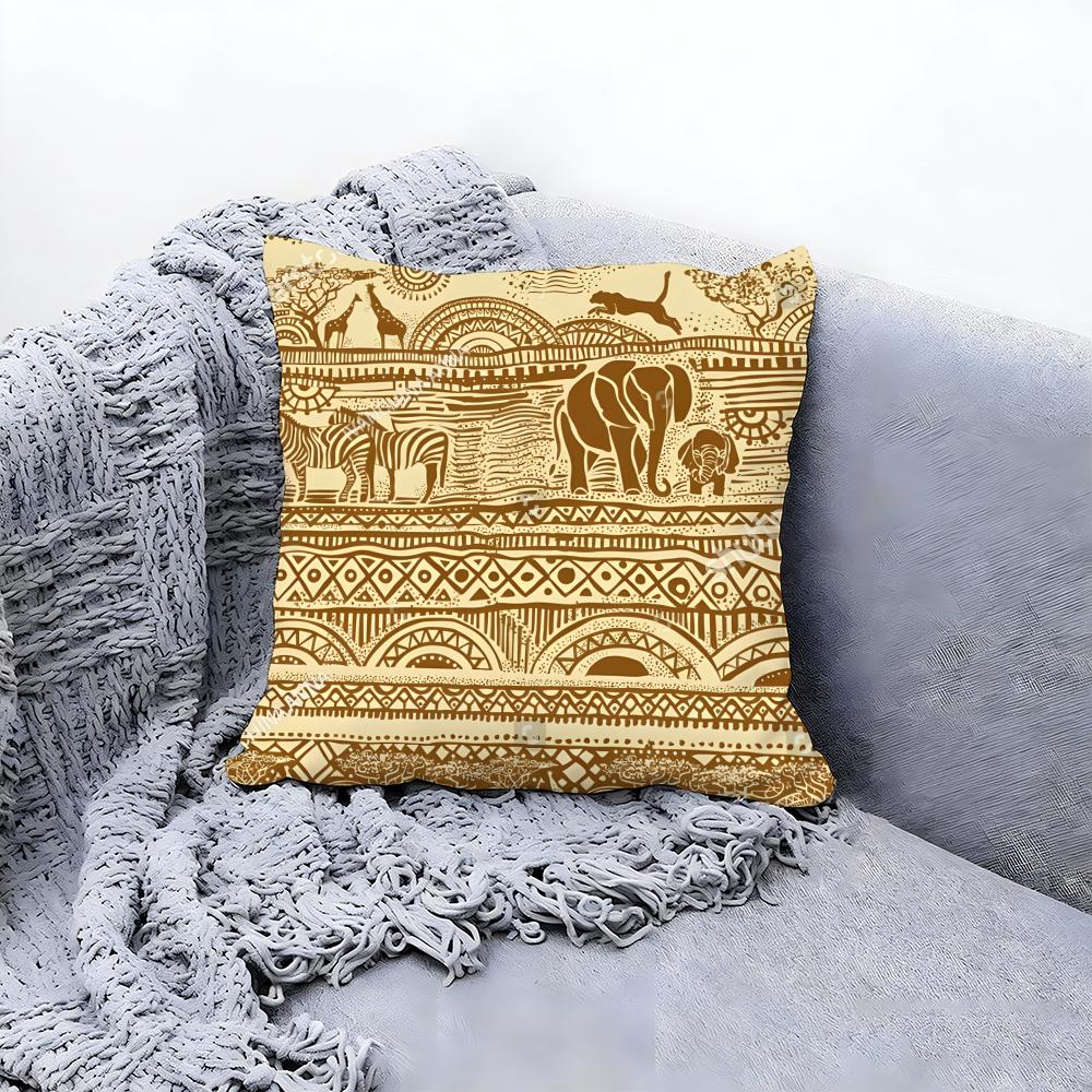 Ethnic Indian Ethnic Pattern Cushion Cover Premium Comfort Reversible Pillow Cove Two In One Design for Any Room Car Interior