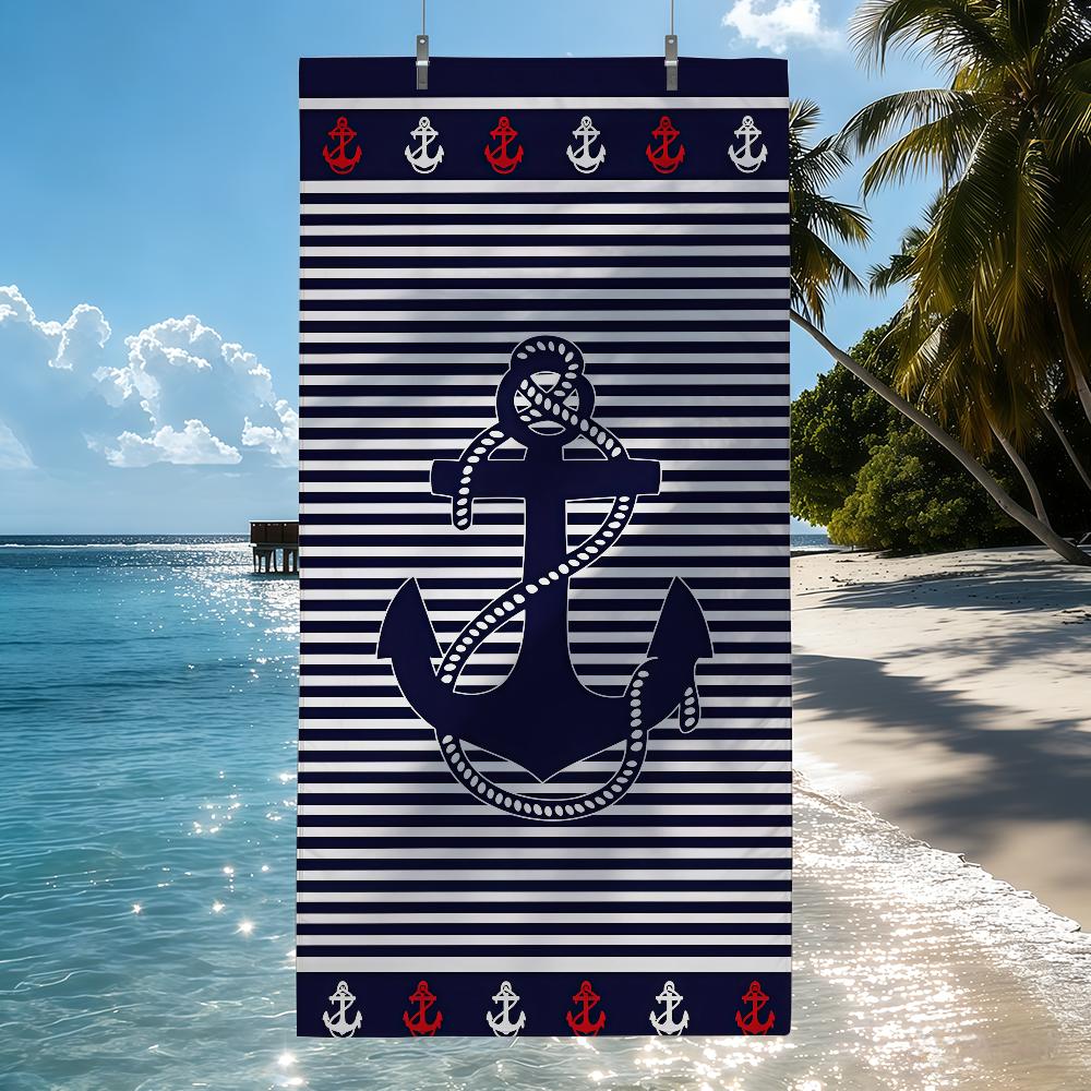

Nautical Anchor Nautical Style Towel Quick Drying Beach Towels Are Suitable For Swimming Pools Camping Yoga And The Gym W40*H60(CM)