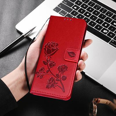 Book Rose Flower bőr pénztárca tok Samsung Galaxy S23 Ultra S22 S21 Plus A04S A54 A53 Xiaomi Redmi Note 11 iPhone 14 13 12 Pro Max Flip Coverhez