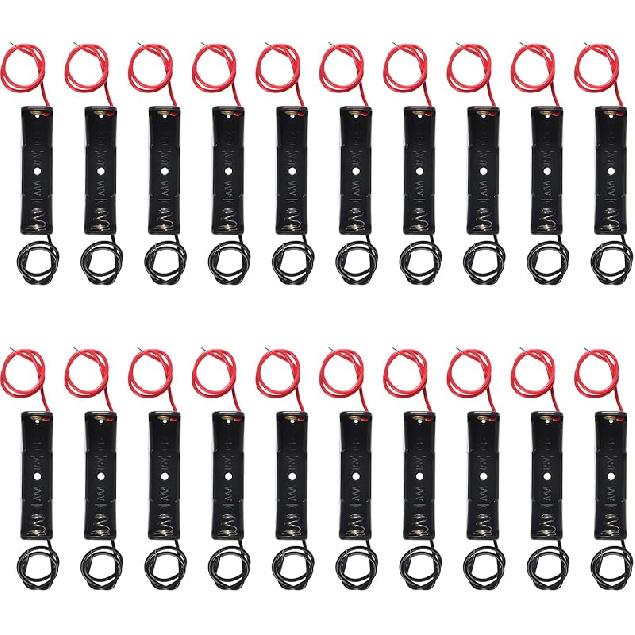 DIANN 10pcs AAA Battery Holder with Switch ON Off Case Back Cover 2X 1.5V Batteries Charger Holder Spring Clip Storage Box Cell Cable