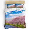 Plant Pink Cherry Blossom Art Bedding Set 3pcs Duvet Cover Pillowcase Kids Adult Quilt Cover Double Bed Set Home Textile