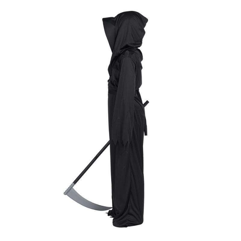 Halloween Grim Reaper Costume Black Hooded Spooky Ghost Robe Dress Up Costume Adult Cosplay Mask Scythe Prop Party
