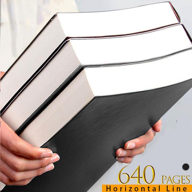 640/400/240/160 sider Ultratykk linjert studentdagbok Notatbok Kontorrekvisita A4/A5/A6 PU-skinn Arbeidsnotatblokk for forretninger