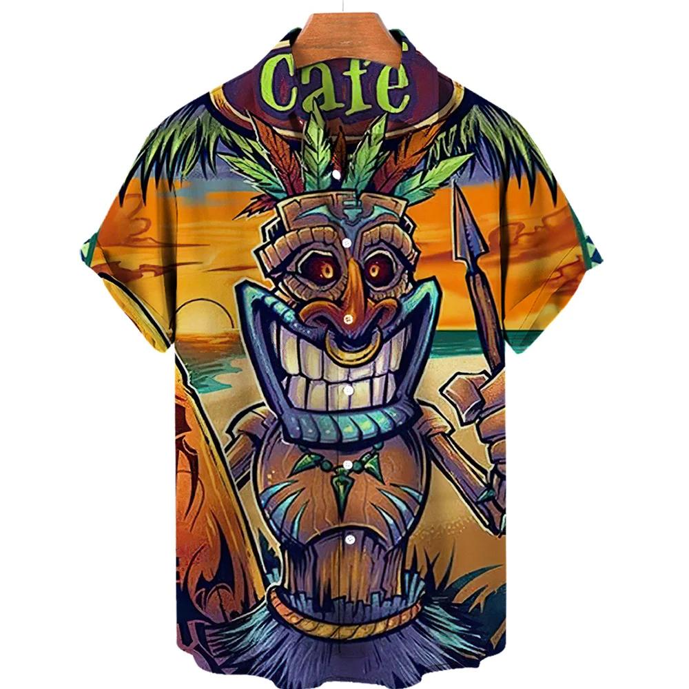 3D-skalle Hawaiian-skjorta för män Överdimensionerad Casual Herrskjortor Streetwear Strand Sommar Kortärmad Blus Trendiga Toppar T-shirts