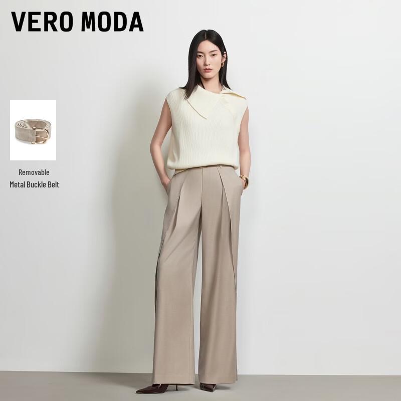 VEROMODA Women s Pleated Wide-Leg Trousers with Belt L