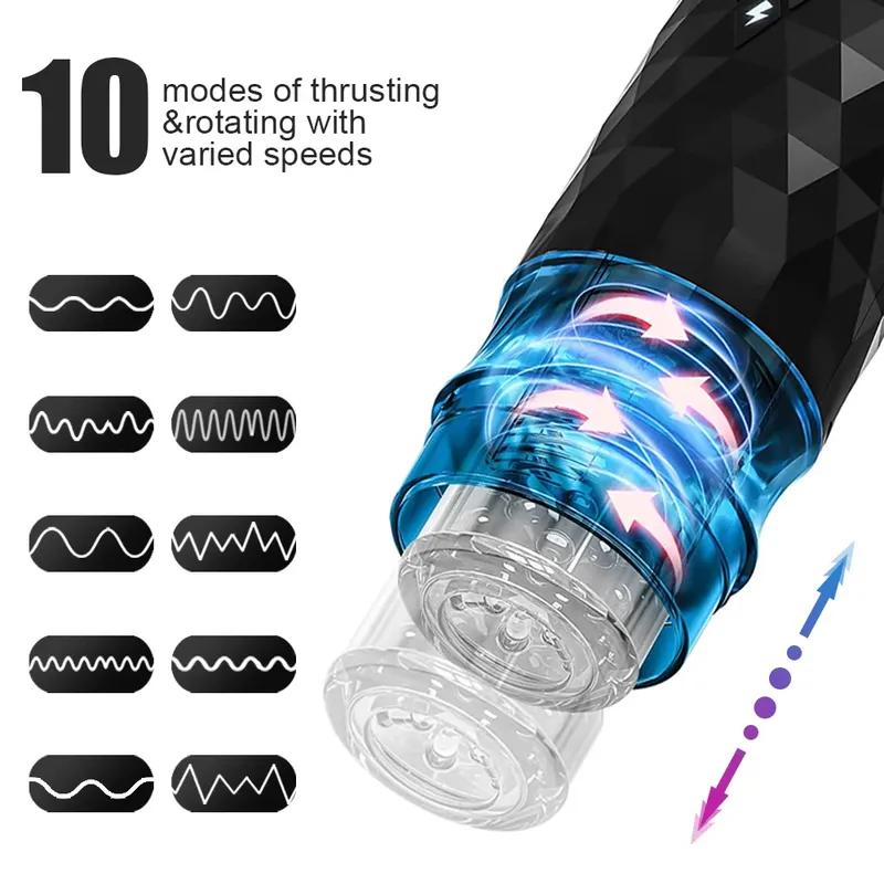 Telescopic Rotation Male Masturbator Vagina Masturbation Blowjob Automatic Male Mastubator Cup Adults Piston Sex Toys for Men