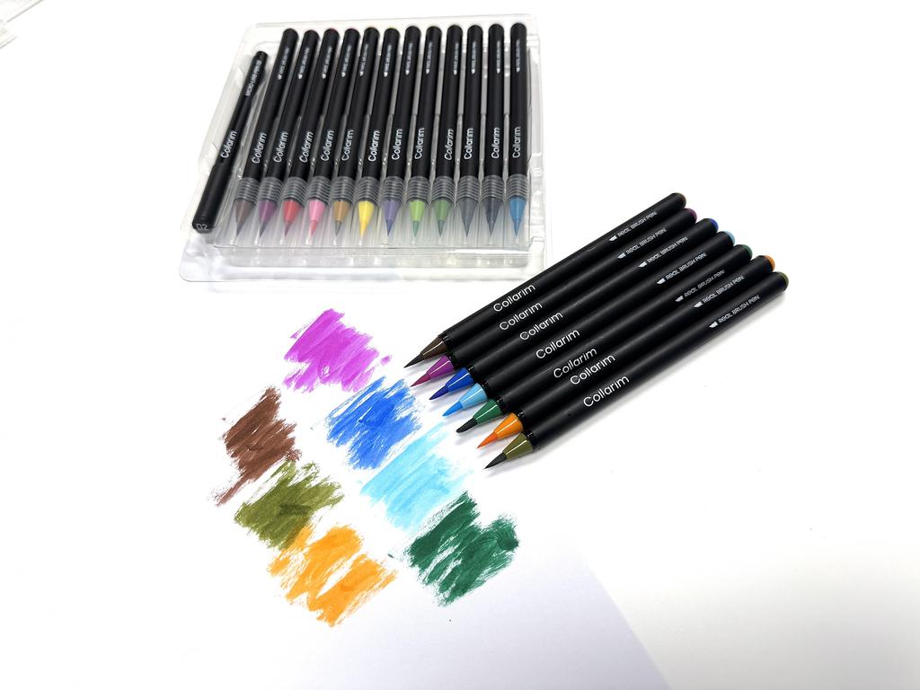 24 Farben Aquarell-Pinselstifte Set - Enthält Wasserpinsel & Fineliner Stift für Kalligraphie