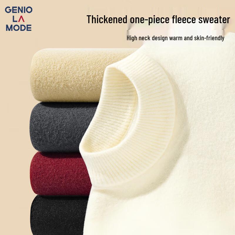 GENIOLAMODE Men's Warm Semi-Turtleneck Knitted Sweater