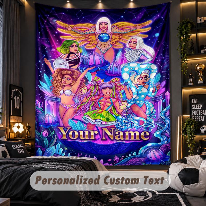 Personalisierte Wandtapisserie, Lady Gaga Individuell Bedruckter Name, Stoff-Wandkunst für Innenraum-Hintergrund