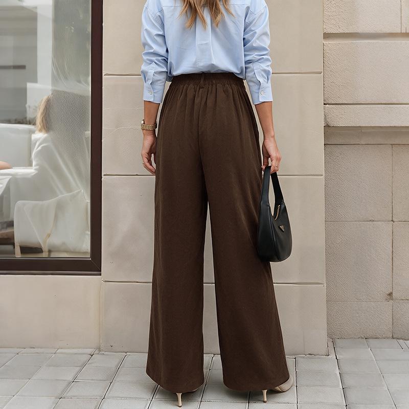 Fall New Style Solid Color High-waist Wide-leg Casual Pants for Women