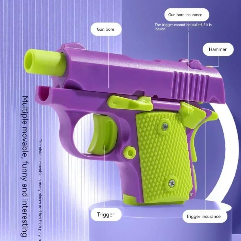 Safe Plastic Toy Pistol Colorful Mini M1911 Model Gun Non-Shooting Luminous Fidget Toy for Kids Little Boys Birthday Gifts