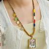Five-Strand Tibetan Cotton Necklace with Thangka and Buddha Amulet Pendant