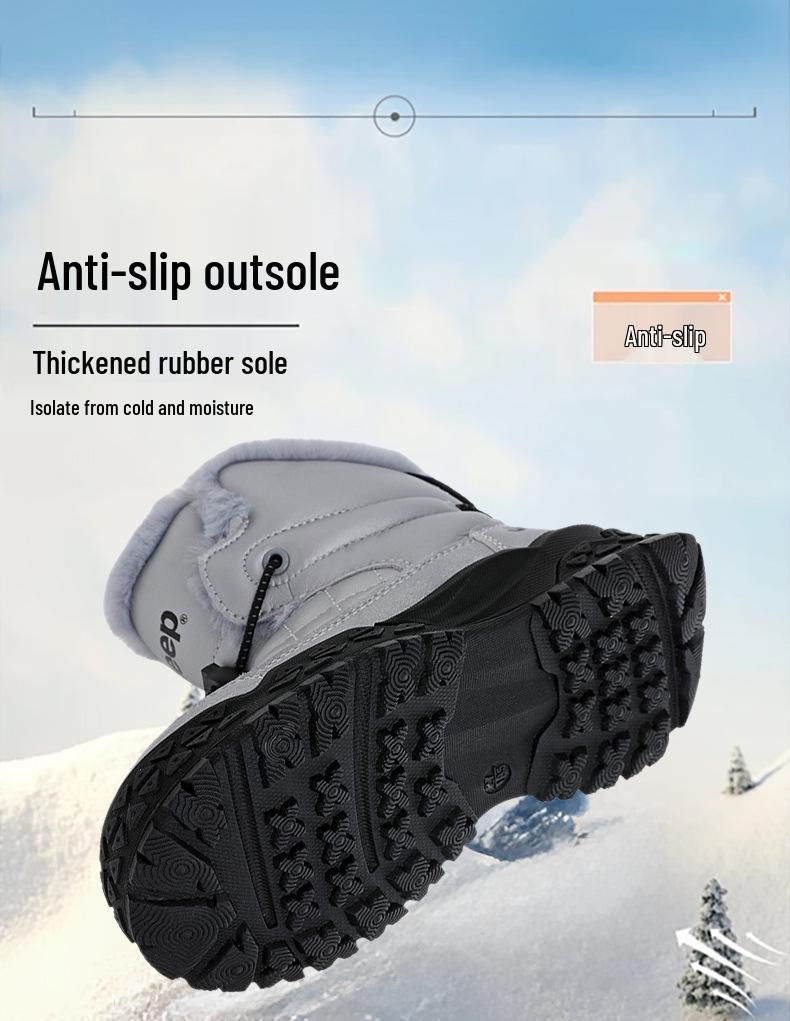 Jeep Kids' High-Top Winter Sports Shoes 2025, Fleece-Lined & Non-Slip, Girls' Outdoor Thick Cotton Shoes