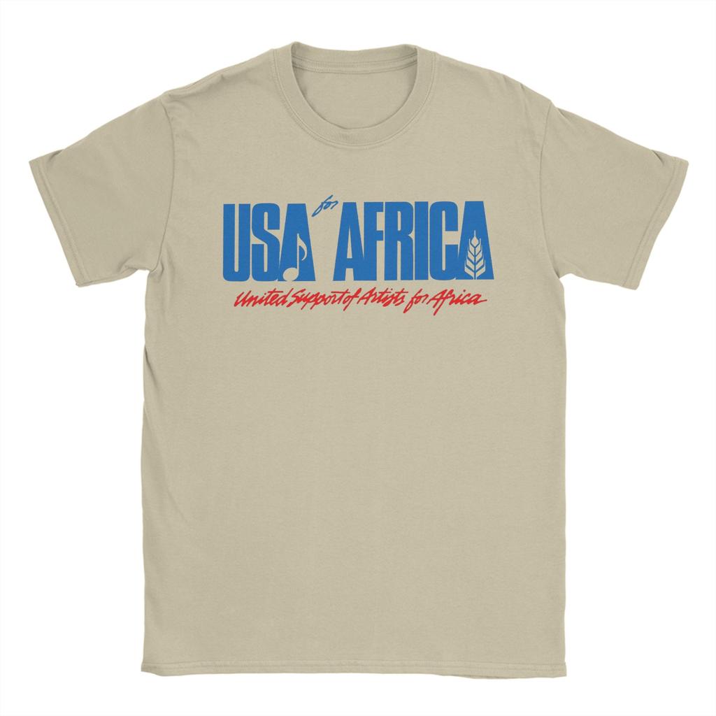 We Are the World Anniversary USA for Africa  T Shirt for Men 100 Cotton Crew Neck  Tee Shirt Short Sleeve Clothing Classic