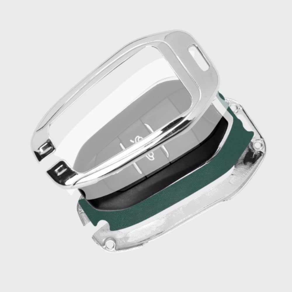 [NextBlue] Peugeot Compatible Smart Key Case Zinc Alloy Metal Gray Key Holder with Logo Sticker, Braun