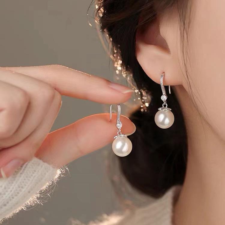 

S999 Sterling Silver Pearl Earrings for Women French Elegant Minimalist Hook Earrings Hypoallergenic & Versatile Fine Silver Jewelry 10mm серебряный