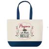 Tote Bag - PLANETEE - Marjorie the Most Beautiful - Blue Background - Cotton - 40x45 Cm