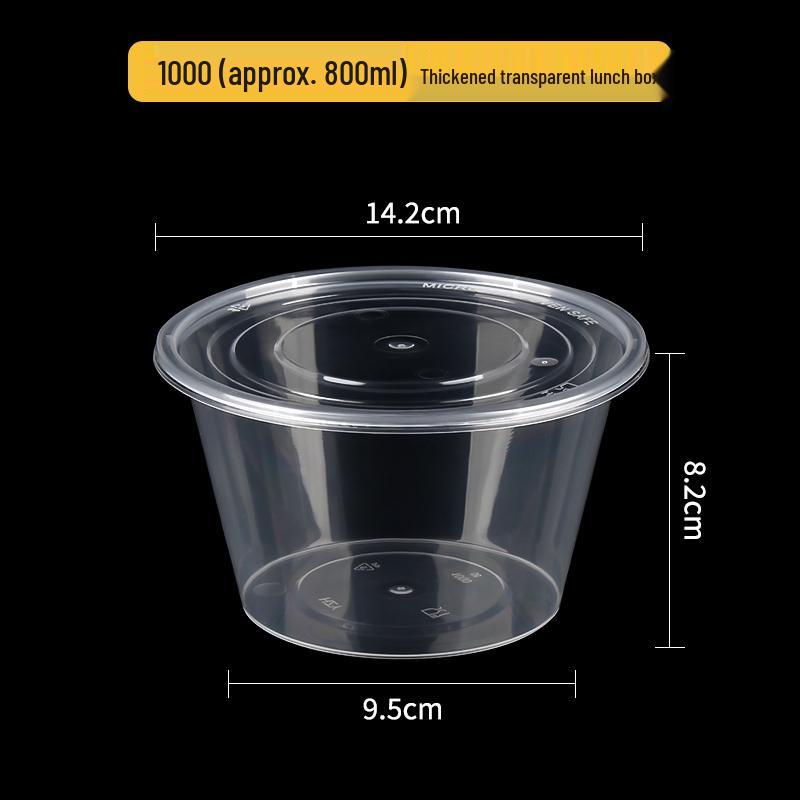 Disposable Transparent Food-Grade Round Takeaway Box for Salad, Bento, or Rice - High Temperature Resistant