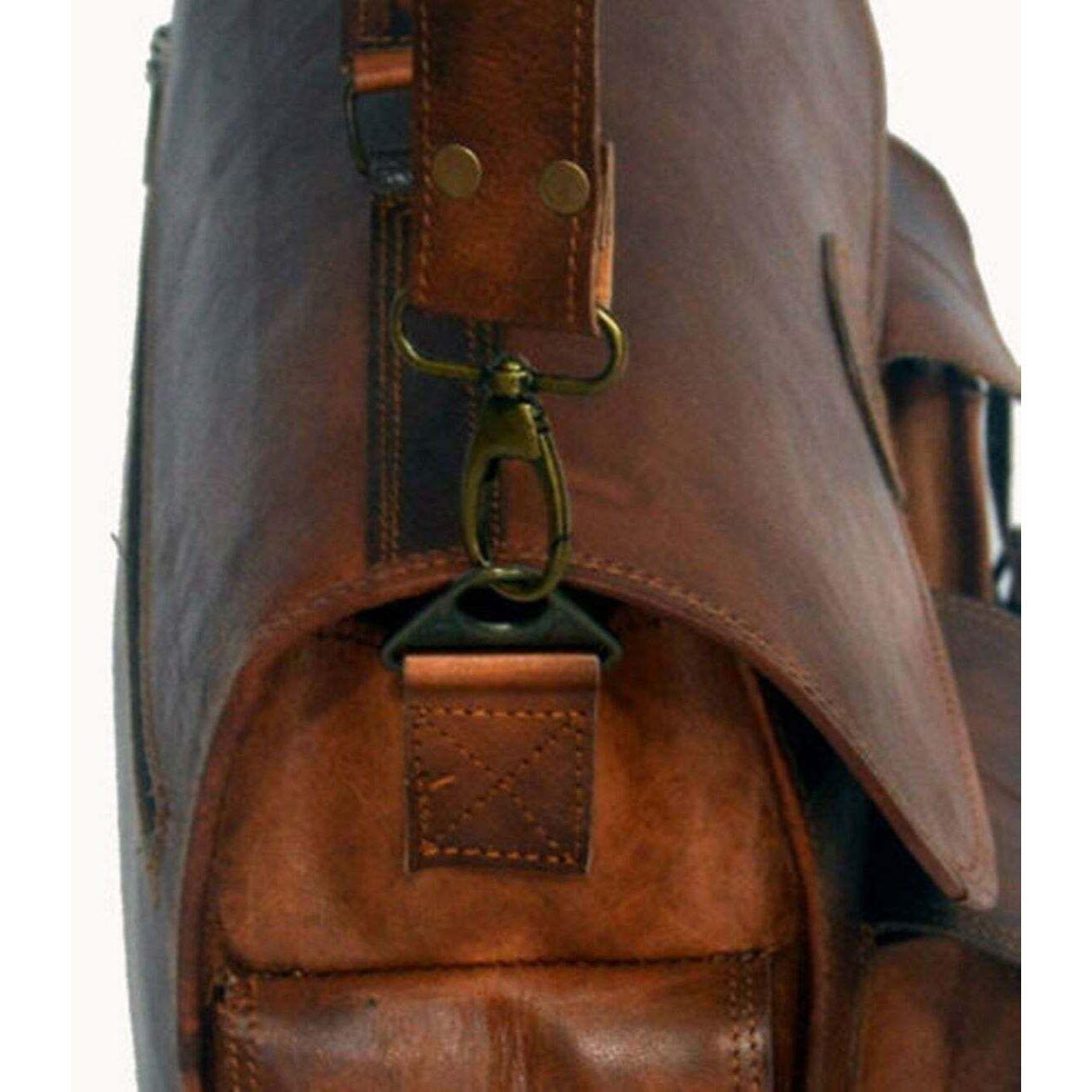 Мужская сумка-мессенджер из козьей кожи Настоящая сумка-сэтчел из натуральной кожи — фото 6