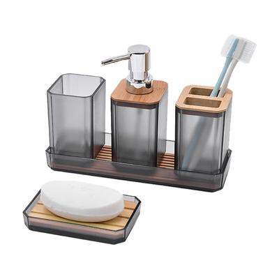 5Piece Bathroom Organizers Set Including Soap Dispenser Toothbrush Holder Tumblers Vanities Tray and Multipurpose Holders
