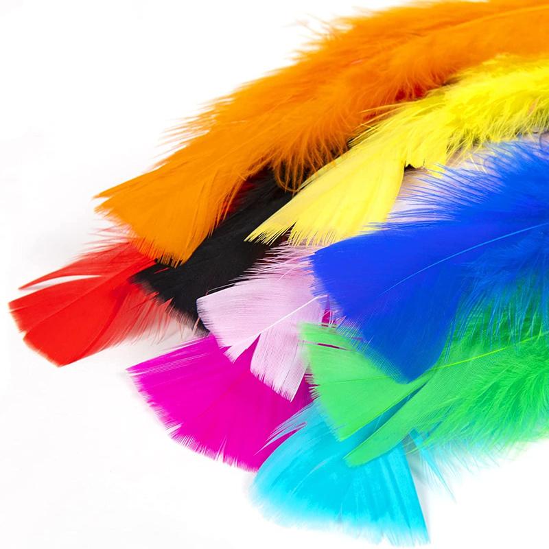 100pcs Flat Fluffy Colorful Turkey/Chicken FeathersDiy Pheasant Plume for Needlework Decor Clothes Handicraft Accessories10-18cm