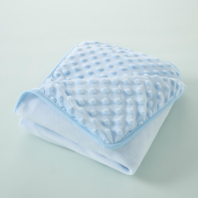 Newborn Mung Bean Velvet Soothing Baby Swaddle Blanket with Double Layer Edging and Bubble Press Design