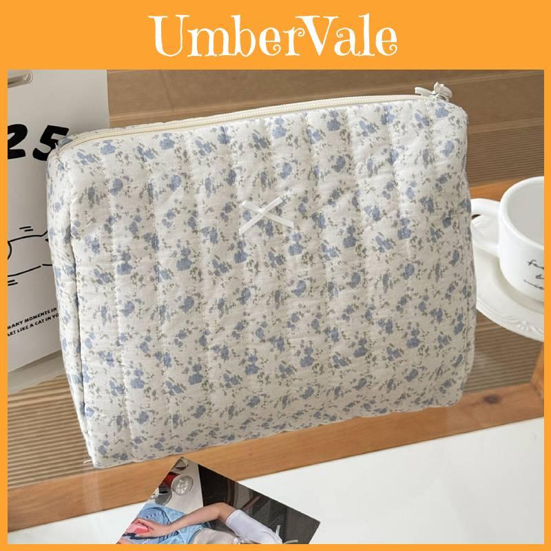 Floral Cotton Makeup Bag With Breathable Design For Daily Use