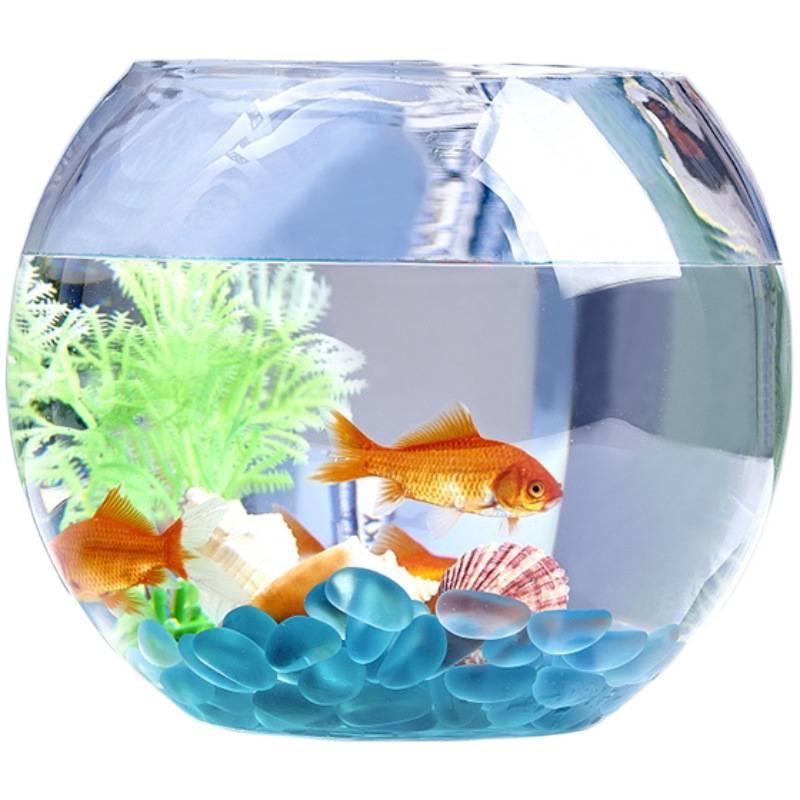 Round Transparent Glass Fish Tank for Desktops - Small, Thickened Design for Turtles and Goldfish, Ideal for Living Room Landscaping