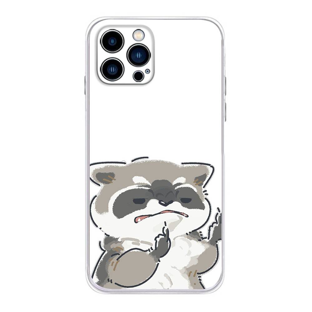 

Cute Funny Cartoon Raccoon Phone Case For iPhone 17 16,15,14,13,12,11 Plus,Pro,Max,XR,Plus,E,Mini Transparent Soft Cover iPhone12mini