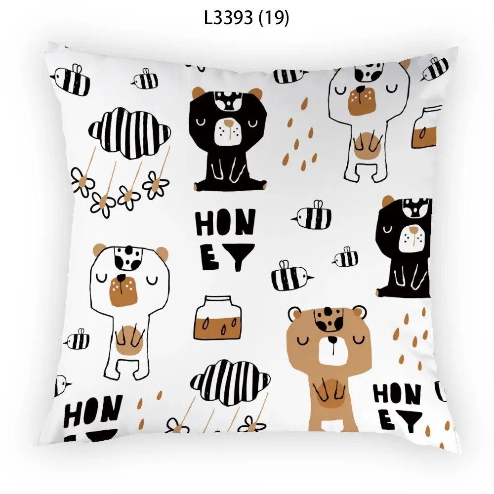 

Современный Дом Медведь Декоративная Наволочка Офис Декоративная Подушка Диван Простая Арт Наволочка 40x40cm