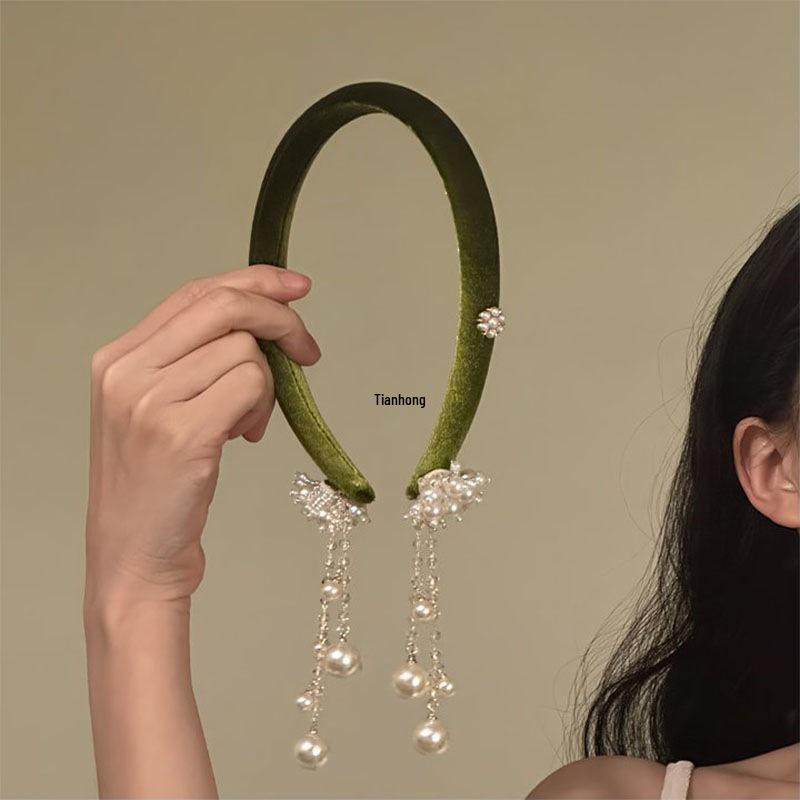 Charming Socialite Pearl Tassel Headband - Ethnic & Feminine Light Luxury Accessory