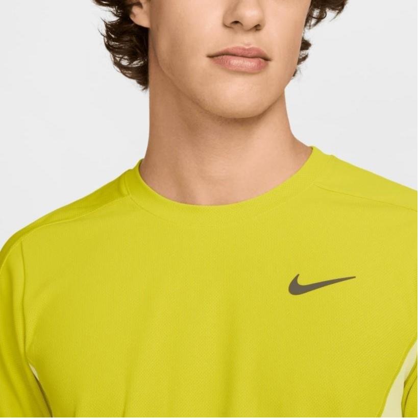 Nike Court Slam Dri-Fit Comfortable Crew Neck Logo Short Sleeve T-Shirt Men Tops High-Pressure Night-Glow-Green Medium-Gray FZ6857-344