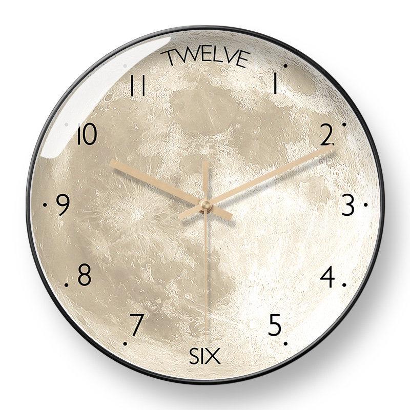 Moonstone Quartz Wall Clock - Silent, Artistic Design with Automatic Time Sync for Living Room